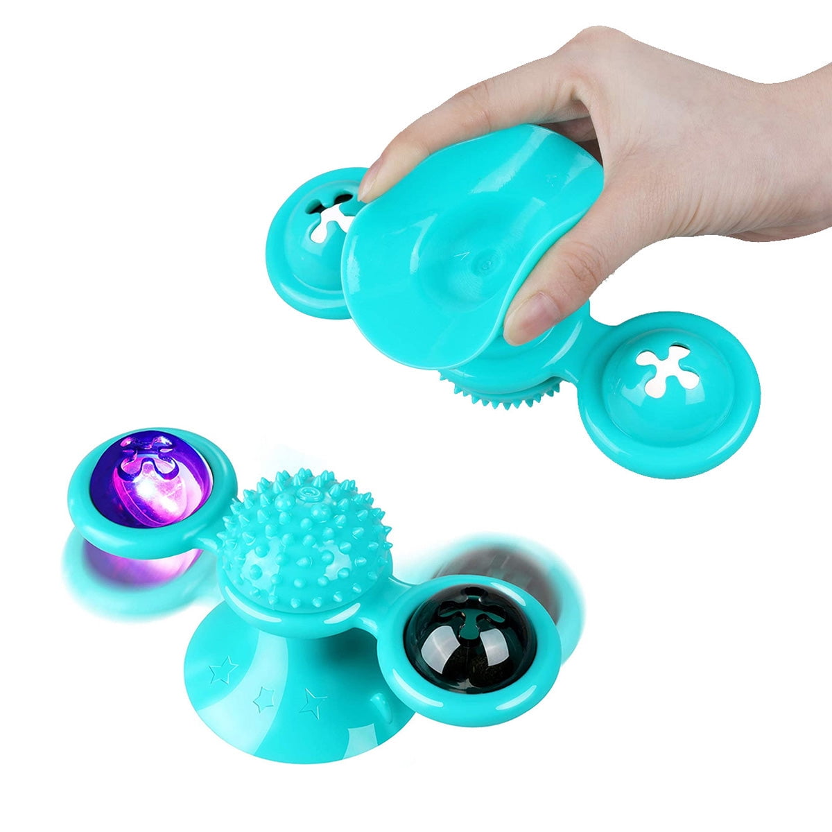 I <3 Pets Interactive Massage Scratching Tickle Cat Toy with Catnip & LED Ball, Blue