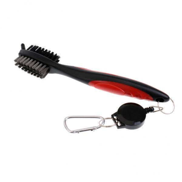 2 Limpiadores de Ranuras de Cepillos para Palos para golf de dos cara con Cuerda Retráctil, Color Rojo Zulema cepillo de golf