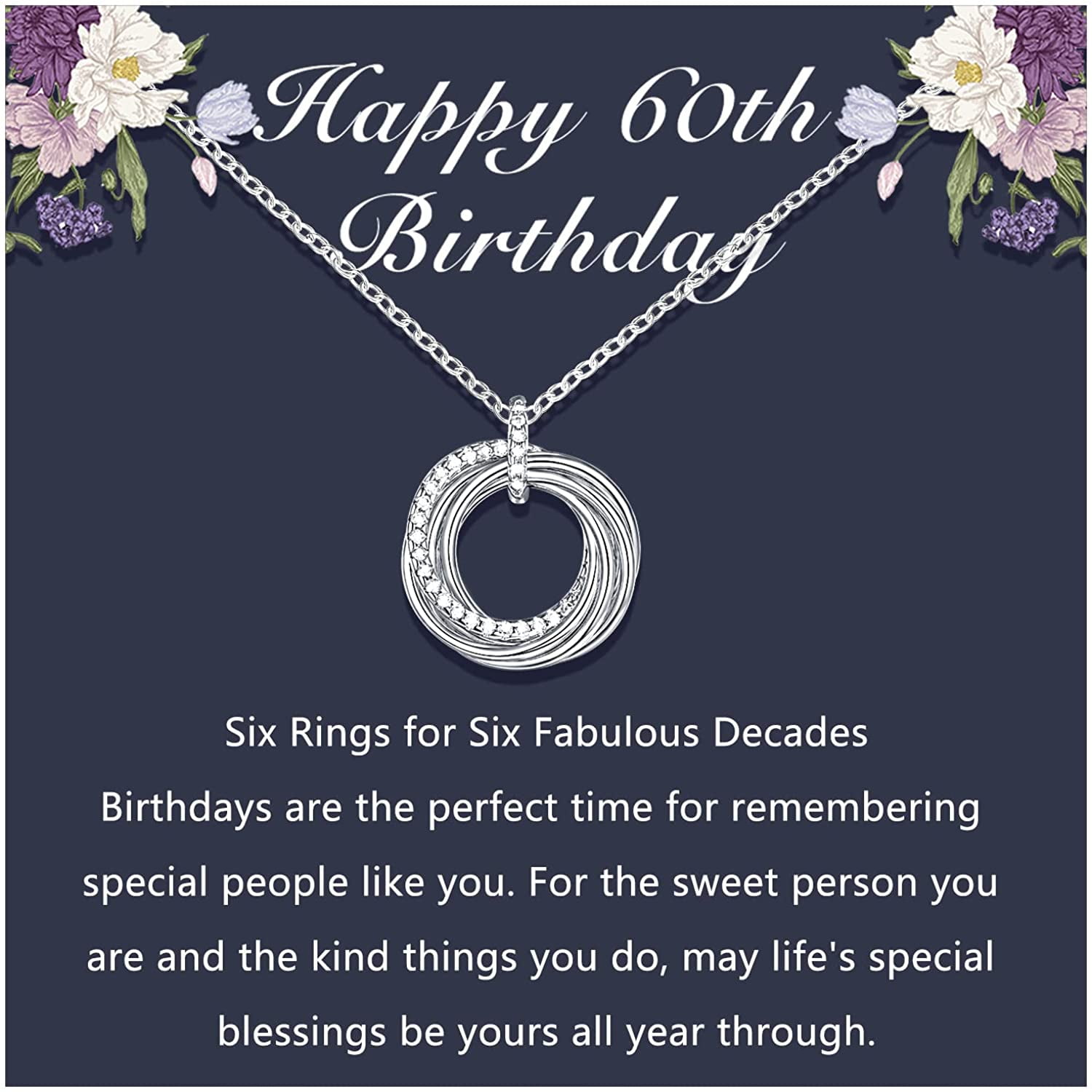 30th 40th 50th 60th Birthday Gifts for Women Silver Happy Birthday Jewelry Gift Pendant Necklace