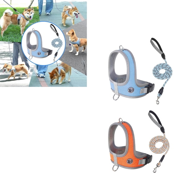XiYing Breathable Dog Harness and Leash Set, No-Pull Vest with Reflective Strips for Night Walks, Adjustable for Small Breeds, 2-Piece Set