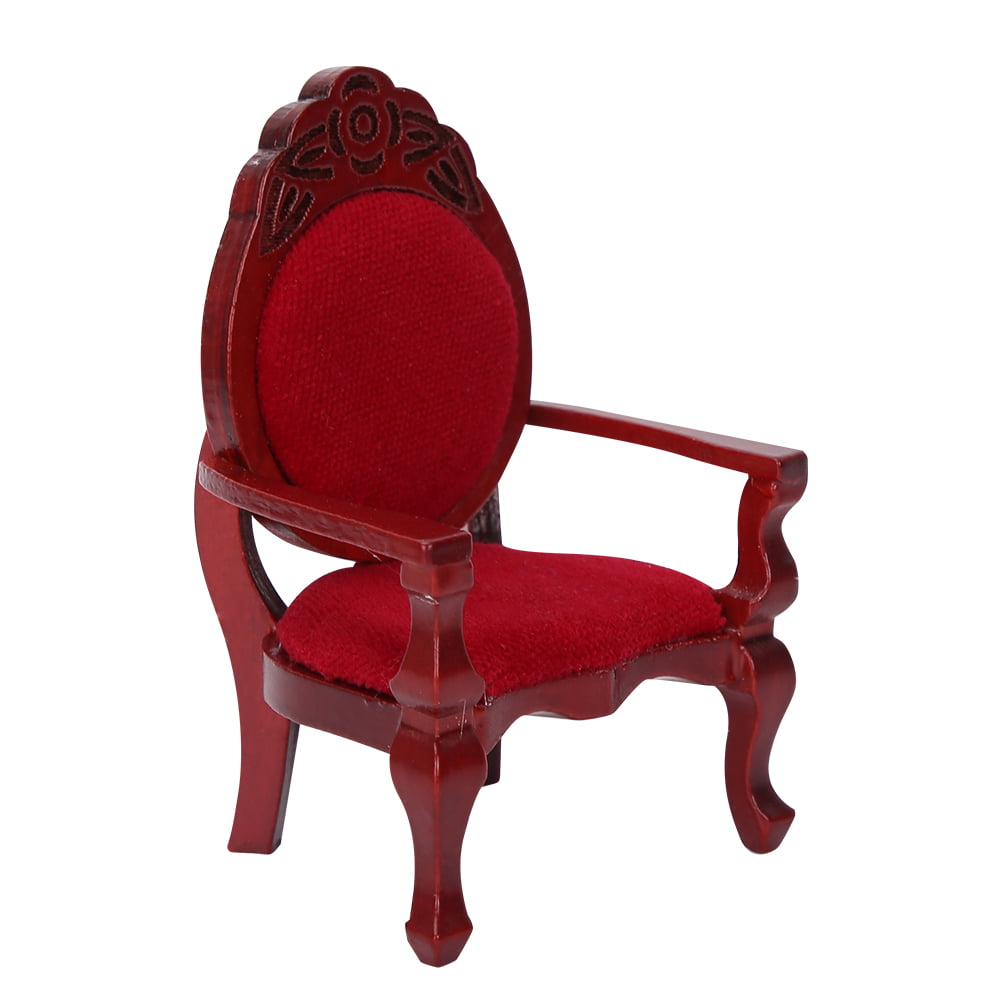 Details about    Dollhouse Miniature  Wooden  Carved Arm Chair 