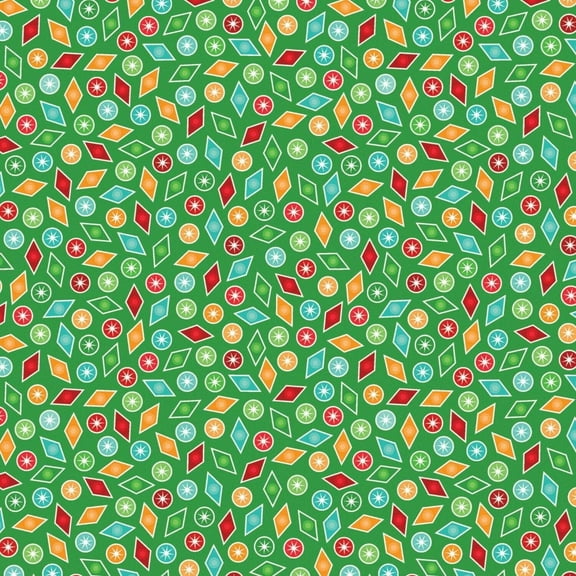 Springs Creative Christmas Cheer Green Baubles 100% Cotton Fabric by The Yard