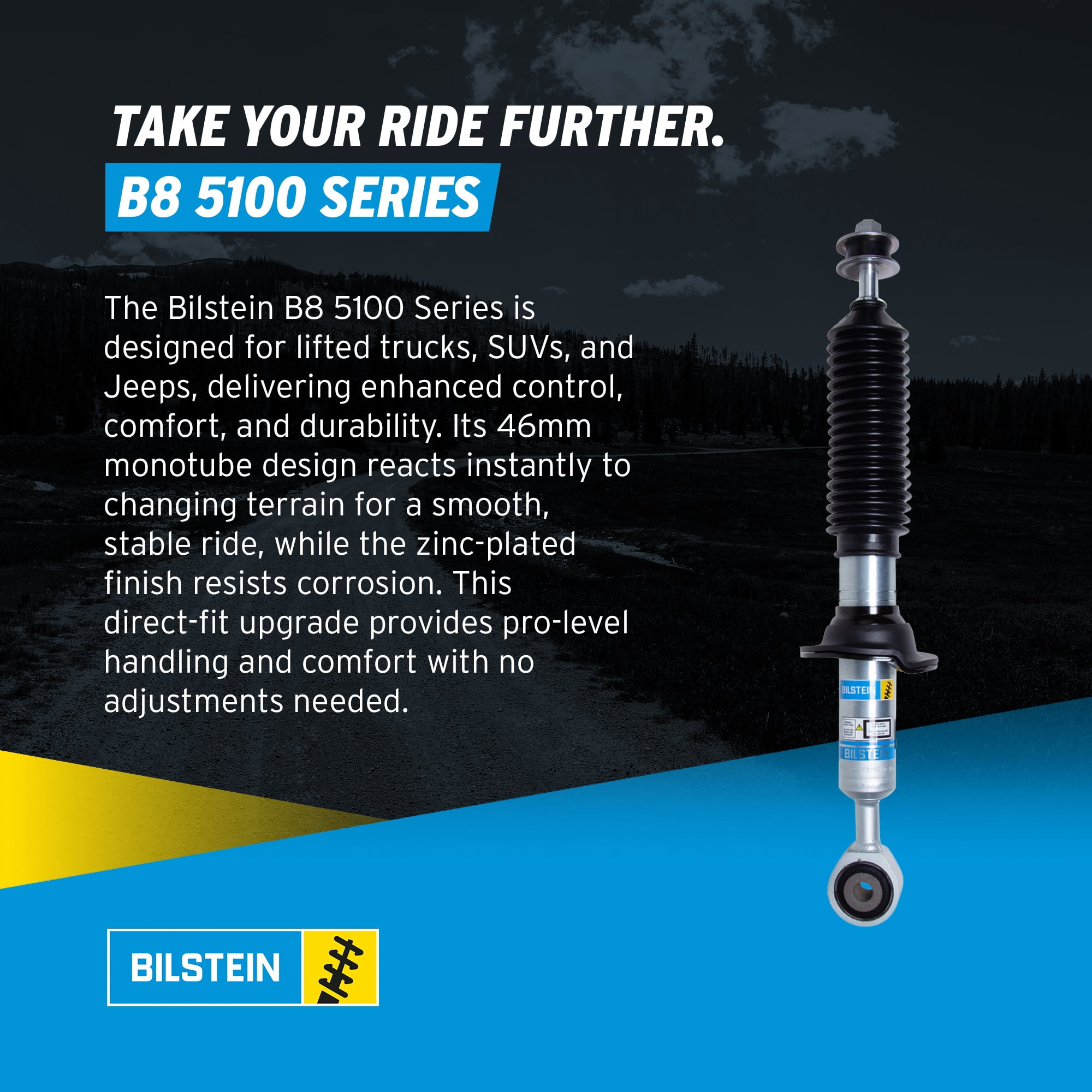 Bilstein Pair of Front B8 5100 Series Shocks Compatible with 2022-2025 Tundra | Provides 0-2.3" Front Lift