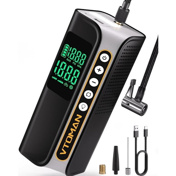 VTOMAN X6 Pro Portable Air Compressor-160PSI Cordless Tire Inflator with LED Light,7500mAh Compact Auto Tire Pump for Car,Bikes,Balls and More