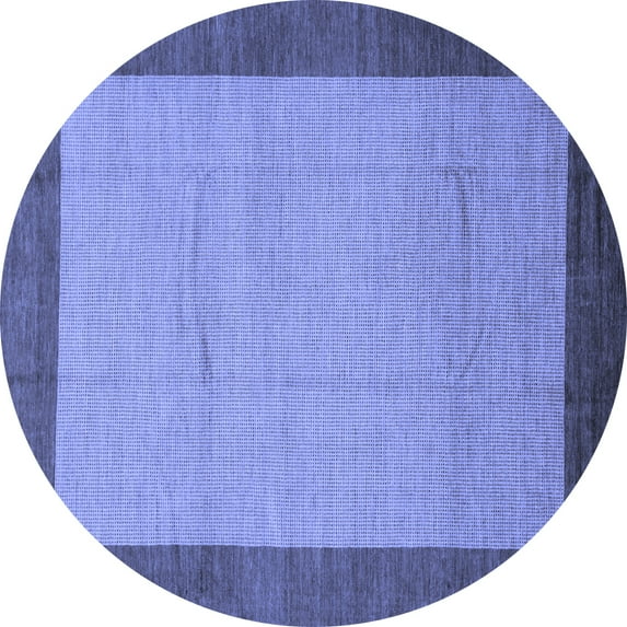 Ahgly Company Machine Washable Indoor Round Abstract Blue Modern Area Rugs, 4' Round