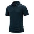 thumbnail image 3 of IYTR Mens Shirts Fashion Leisure Daily Work Shirts Casual Comfy Summer Solid Color Short Sleeve T Shirts 3-buttons Turndown Collar Blue M, 3 of 6