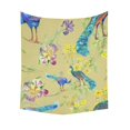 thumbnail image 2 of CADecor Yellow Background With Peacocks And Iris Flowers Home Decor Tapestry Wall Art Wall Tapestry 60x80 Inches, 2 of 2