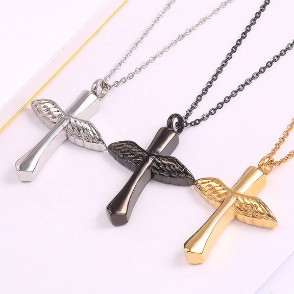 Necklace Cross Urn Necklace for Ashes Keepsake Urn Cremation Jewelry Memorial Ash Holder Pendant and Women Alloy 2 Pieces