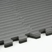 FlooringInc 7/8 Thick Tatami Excersise, Yoga, Fintness & MMA Mats, 8 Tiles, 3x3, 72 sqft, Black/Gray