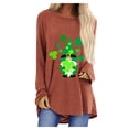 thumbnail image 1 of Pompotops T-Shirt Décontracté à Col Rond Imprimé St. Patrick pour Femmes, Manches Longues, Blouse, 1 of 5