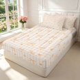 thumbnail image 2 of Manfei Modern Checkered Zipper Queen Comforter Set with Fitted Sheet and 2 Pillowcases,Cute Bow Zipper Bedding Set,Orange Beige,Reversible,4pcs, 2 of 8
