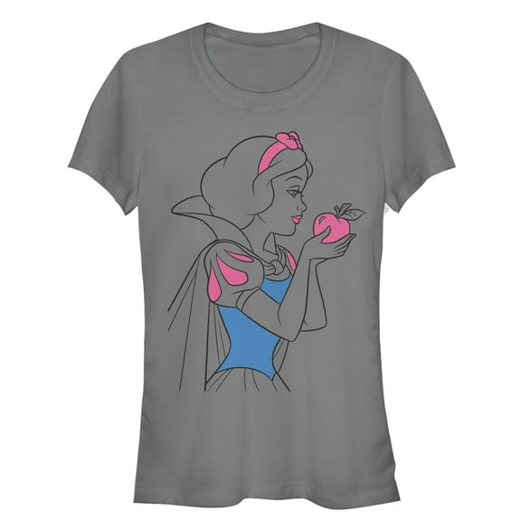 Junior's Snow White and the Seven Dwarfs Apple Bite Graphic Tee Charcoal 2X Large