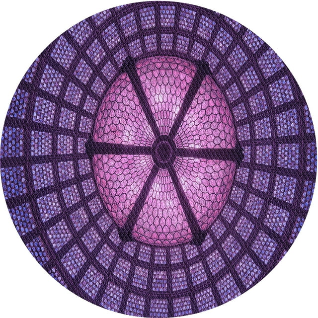 Ahgly Company Machine Washable Indoor Round Transitional Purple Iris Purple Area Rugs, 7' Round