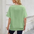 thumbnail image 7 of Hulanddfd Women's Tops Solid Crew Neck Short-Sleeve Pullover Sweatshirt Green Size L, 7 of 7
