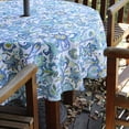 thumbnail image 1 of Nappe de Parasol Extérieur Durable avec Fermeture Éclair et Trou pour Parasol, Nappe Ronde Résistante à l'Eau et aux Taches 60 Pouces (Blanc+bleu), 1 of 7