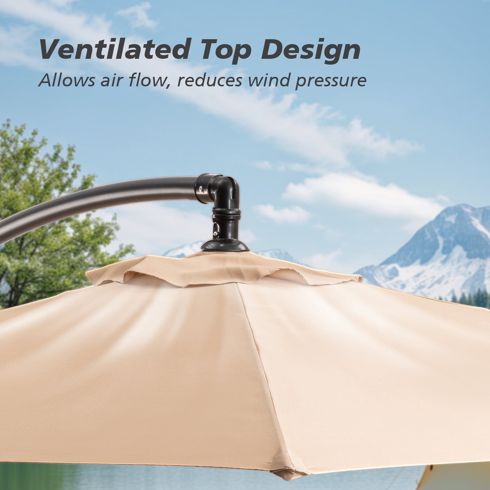 COSIEST 9ft Offset Patio Umbrella, Cantilever Hanging Outdoor Umbrella for Market, Backyard, Poolside, Garden