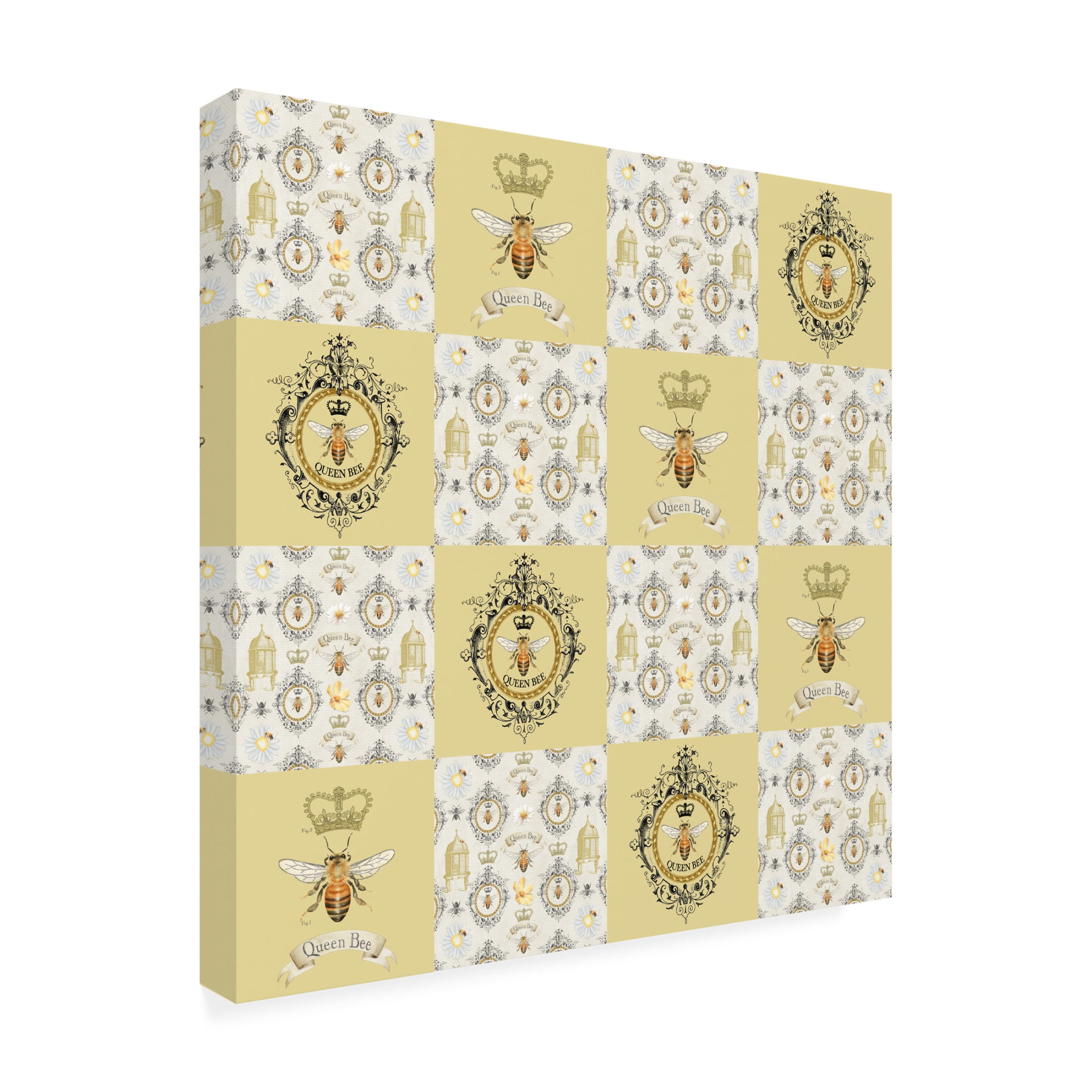 Canvas Wall Art - Jean Plout 'Queen Bee Collection D' Wall Art for Living Room, Bedroom, or Office Décor by Trademark Fine Art - 14 x 14 Inches