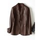 thumbnail image 3 of Chaqueta de cuero genuino para mujer, chaqueta de primavera y otoño de 2024, nueva moda, abrigo de piel de oveja natural de manga larga con un solo botón, 3 of 5