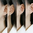 thumbnail image 3 of EOEMY 925 Silver Zircon Ear Clip Long Tassel Stud Earrings Line Cuff Women'S Jewellery, 3 of 9