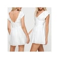 thumbnail image 7 of JYYYBF Women's Summer Mini Dress Casual Sleeveless Deep V Neck Solid Color Flowy Dress Eyelet Embroidery Dress, 7 of 7