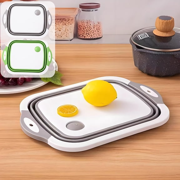 Plastic Cutting Board Green 3-in-1 Multifunctional Folding Cutting Board with Vegetable Washing Basin and Drain Basket Portable Kitchen Sink Organizer(1Pcs) JASKFLY