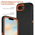 thumbnail image 7 of I-HONVA For iPhone 16e Case,[with 2 Pack Screen Protector] 3-Layer Military Grade Drop Anti-Slip Bumper Rugged Shockproof Dustproof Protection 6.1 inch Phone Case for Apple iPhone 16e,Black/Orange, 7 of 7