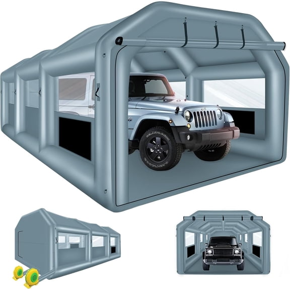 xhyhwyd Inflatable Spray Booth 26x14.4x9.5 ft Portable Inflatable Paint Booth Tent with Air Filter System for DIY Spray Car Parts Painting Motorcycle (Blowers Excluded)