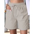 thumbnail image 3 of Dycnvjo Omen Casual Shorts Drawstring Comfy Elastic Waist Shorts Summer Pull on Short with Pockets  M, 3 of 5