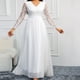 thumbnail image 1 of Vestido de novia blanco ajustado Vestido de novia de encaje con escote en V Vestido de novia de gasa, 1 of 2