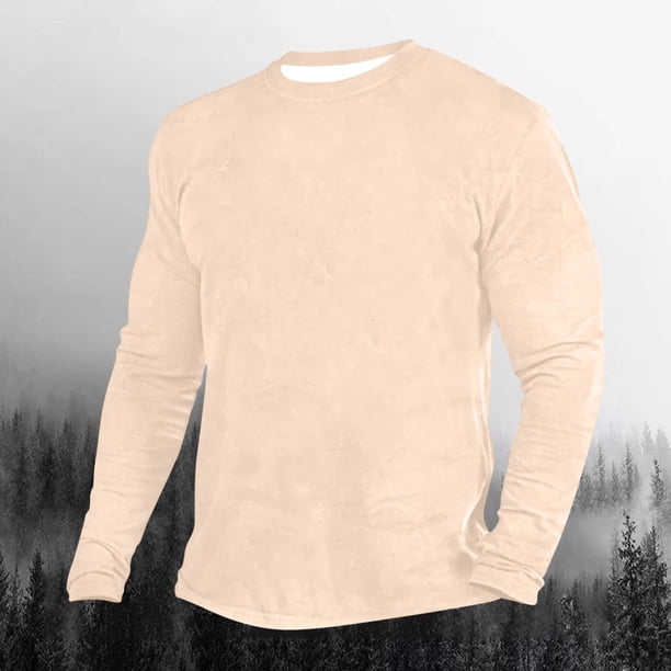 pstuiky mangas largas para hombre, Camiseta de manga larga para hombre con cuello redondo y color liso. camisetas de hombre l
