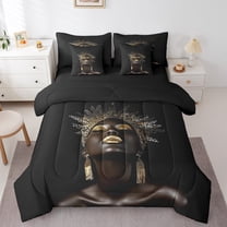 Feelyou Black Gold Princess Twin Bedding Sets 7-Piece, Kawaii Girls Bedding Comforter Set, Teen Child Female Adult Reversible Sheet Sets, Lightweight Room Decor