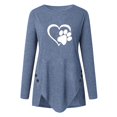 thumbnail image 3 of Fridja Womens O-Neck Irregular Button Long Sleeve Print Casual Top Blouse, 3 of 5