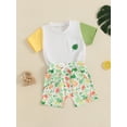thumbnail image 5 of Baby Toddler Boy Shorts Set 6 12 18 24 Months 2T 3T 4T Short Sleeve T-shirts Tree Print Elastic Waist Shorts 2 Piece Summer Outfit, 5 of 9