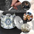 thumbnail image 4 of Yayeee Ashtray with Lid for Cigarette Smokeless Stainless Steel Home Ash Holder, Green Floral, 4 of 7