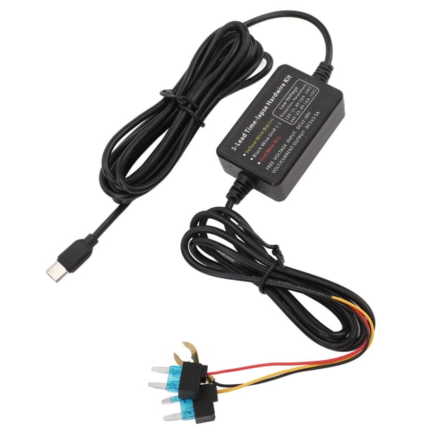 Kit De Cableado Duro Para Cámara De Salpicadero Tipo C, Fuente De Alimentación De Vigilancia De Estacionamiento Las 24 Horas, Segura De 12V-30V A 5V Para Fuente De Alimentación