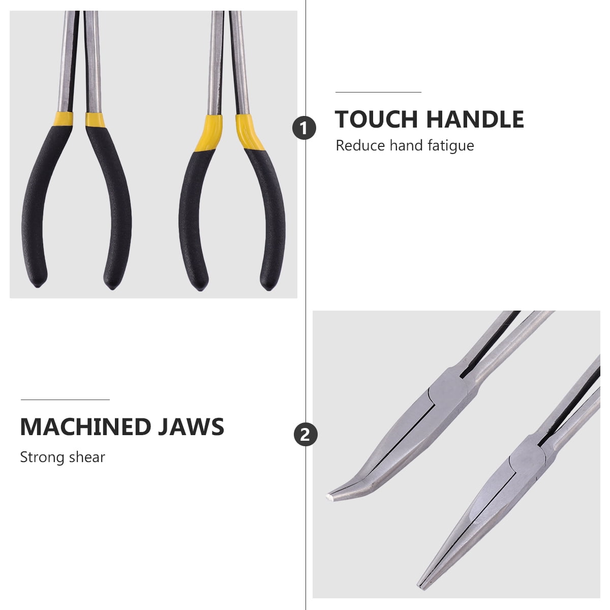 WEUVEB 2-Piece Needle Nose Pliers Set with Comfortable Non- Grips for Car Repair, Home, and Projects