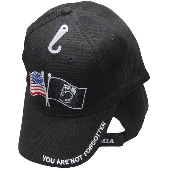 USA POWMIA Waving Flag You Are Not Forgotten Black Embroidered Cap HAt