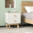 thumbnail image 4 of Costway 2 PCS Nightstand Mid Century Modern Bedside Table with 2 Drawers Solid Rubber Wood Legs White, 4 of 8