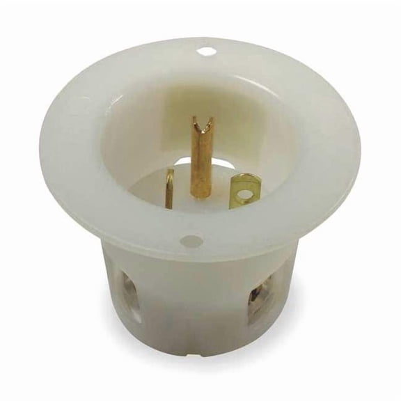 Straight Blade Inlet, 20 A, 250V AC, 2 Pole, 3 Wire, Flush Mount, Grounded