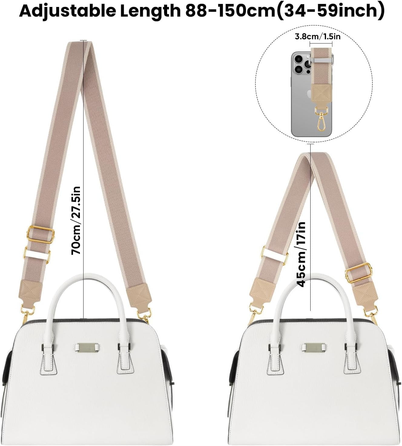 NANAHuang Purse Strap Wide Replacement Crossbody Bag Straps, 1.5" Canvas Handbag Shoulder Strap, Adjustable Tote Belt