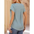 thumbnail image 3 of Amoretu Women's Petal Sleeve Tops Casual V Neck Pleated Blouse Shirt Blue S, 3 of 4