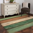 thumbnail image 5 of Retro Green Brown Wood Grain Washable Area Rug 4 x 6 ft Vintage Farmhouse Country Style, Soft Non Slip Rugs Stain Repellent Indoor Felt Carpet for Living Dining Room Bedroom Home Office, 5 of 9