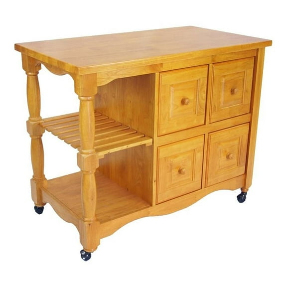 Sunset Trading Oak Selections Oak Selections Regal Wood Kitchen Cart in Oak