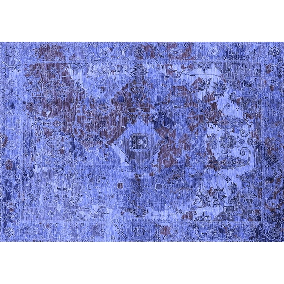 Ahgly Company Indoor Rectangle Oriental Blue Industrial Area Rugs, 4' x 6'