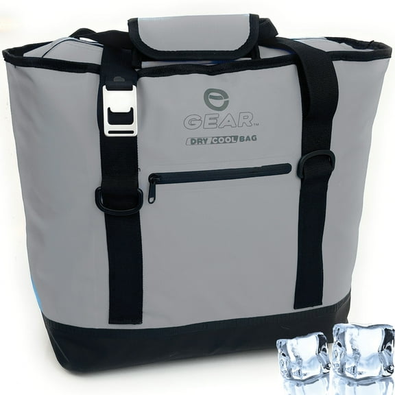 Enthusiast Gear Dry Bag Cooler Tote Collapsible Insulated with Side Pocket Holds 20 Cans Grey 20L