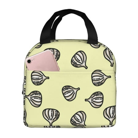 Insulated Lunch Bag for Women Men - Garlic print funny Leakproof Cooler Lunch Box for Women Men  Lunch Tote Bags for Work School Picnic Travel
