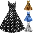 thumbnail image 2 of TJAZFJPA Robe Vintage Femmes Femmes à Pois Vintage Années 1950 Robe Rock à Col Licou Robe Évasée Robes d'Été Robe Gainante Femmes, 2 of 9