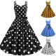 thumbnail image 1 of WILLBEST Vestidos de Mujer Vestido Rockero con Cuello Halter y Lunares Vintage de Los Años 50 para Mujer 824 Extra Grande, 1 of 3