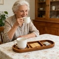 thumbnail image 6 of 33 x11CM Wood Serving Trays Charcuterie Boards Oval Wooden Plates Wood Serving Platter Cheese Dinner Plates Bulk for Dessert Snack Bread Fruit Appetizer Dishes (Three Grids), 6 of 7