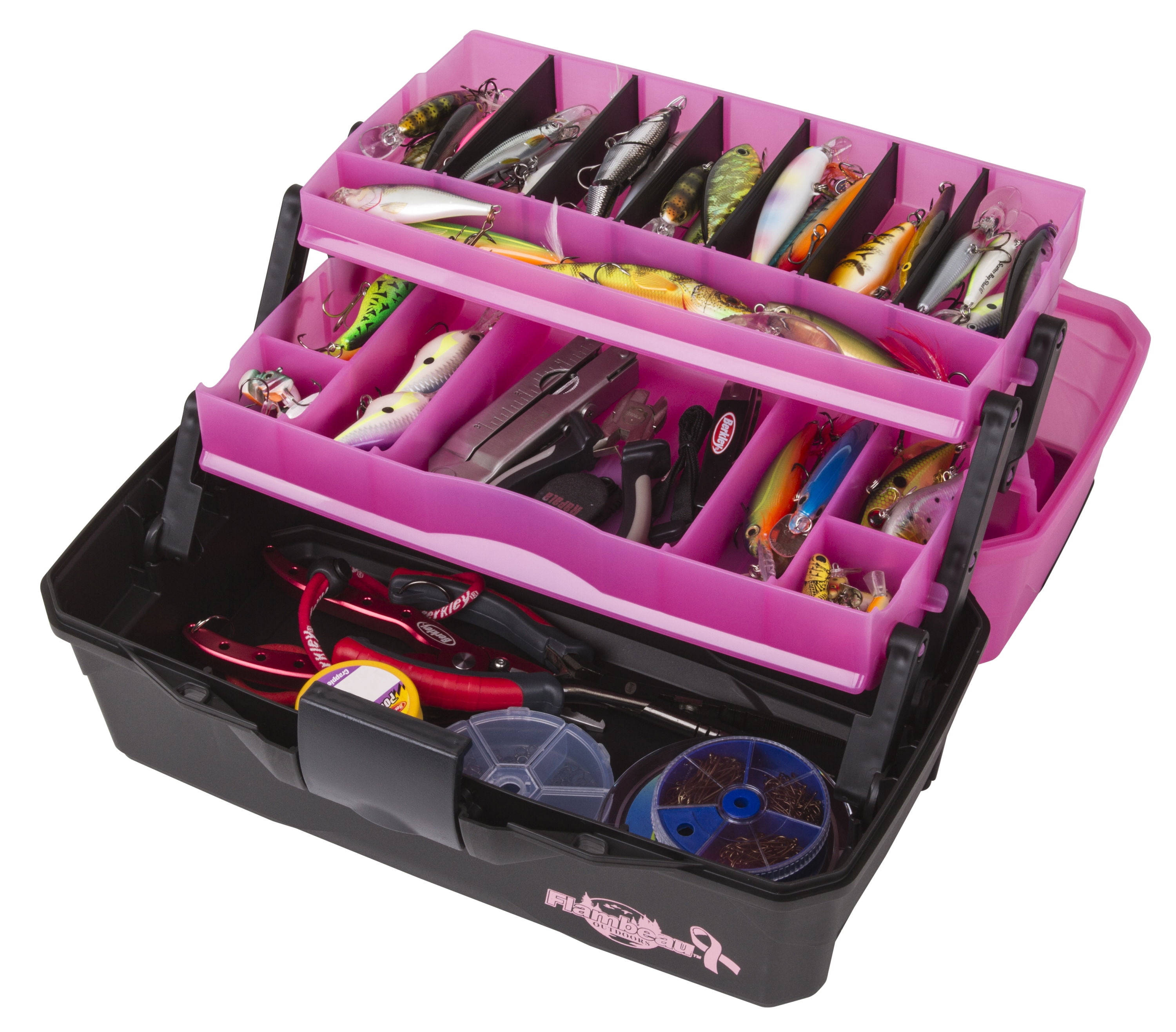 Flambeau Classic 2-Tray Tackle Box, Frost Pink and Black
